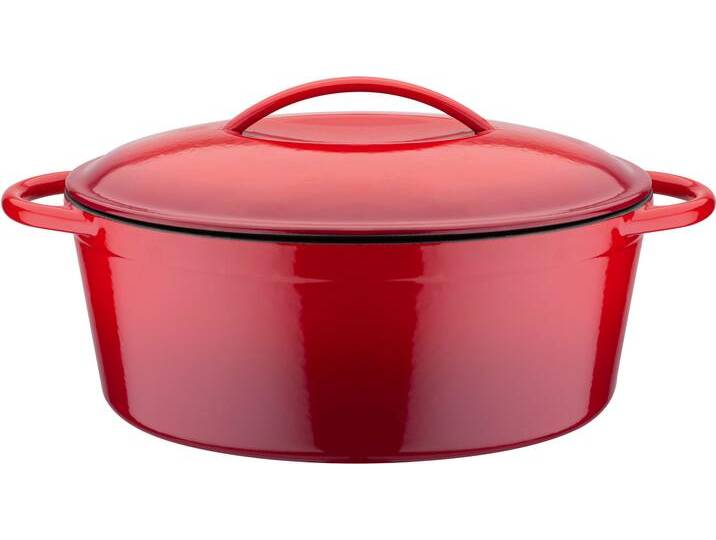 Bräter GSW Red Shadow , rot (rot, schattiert), H:13cm Ø:33cm, Töpfe, oval,Dunstzapfen im Deckel z.Garen im eigenen Saft, 33x25cm, Induktion von BAUR