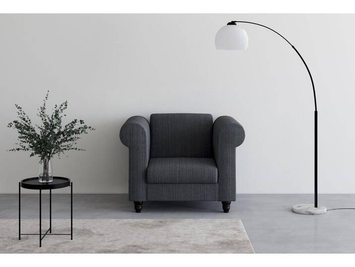 Chesterfield-Sessel DOREL HOME Felix II in Breit-Cord , grau (anthrazit), B:111cm H:83cm T:87cm, Sessel, mit Rückenlehne 3-fach verstellbar, Beine Massivholz, Sitzhöhe 46 cm von BAUR