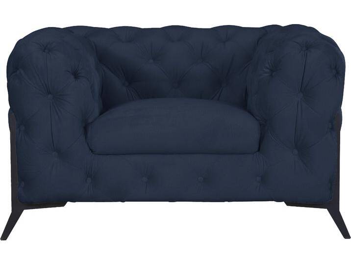 Chesterfield-Sessel LEONIQUE Amaury Sessel , blau, B:125cm H:75cm T:97cm, Struktur (100% Polyester9;Samtoptik (100% Polyester), Sessel, aufwändige Knopfheftung, moderne Chesterfield Optik, Fußfarbe wählbar von BAUR