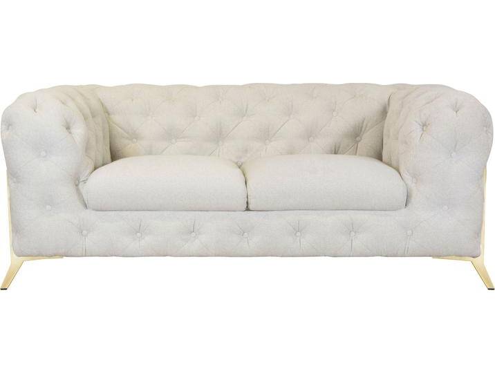 Chesterfield-Sofa LEONIQUE Amaury , beige, B:185cm H:75cm T:99cm, Struktur (100% Polyester9, Samtoptik (100% Polyester), Sofas, aufwändige Knopfheftung, moderne Chesterfield Optik, Fußfarbe wählbar von BAUR