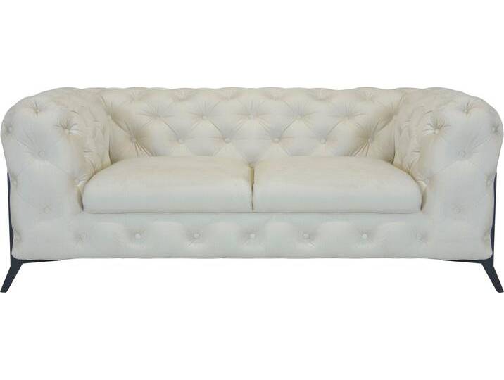 Chesterfield-Sofa LEONIQUE Amaury , beige, B:185cm H:75cm T:99cm, Struktur (100% Polyester9;Samtoptik (100% Polyester), Sofas, aufwändige Knopfheftung, moderne Chesterfield Optik, Fußfarbe wählbar von BAUR