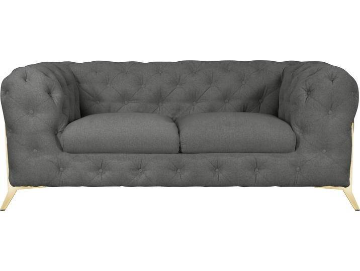 Chesterfield-Sofa LEONIQUE Amaury , grau, B:185cm H:75cm T:99cm, Struktur (100% Polyester9, Samtoptik (100% Polyester), Sofas, aufwändige Knopfheftung, moderne Chesterfield Optik, Fußfarbe wählbar von BAUR