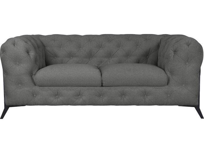 Chesterfield-Sofa LEONIQUE Amaury , grau, B:185cm H:75cm T:99cm, Struktur (100% Polyester9, Samtoptik (100% Polyester), Sofas, aufwändige Knopfheftung, moderne Chesterfield Optik, Fußfarbe wählbar von BAUR