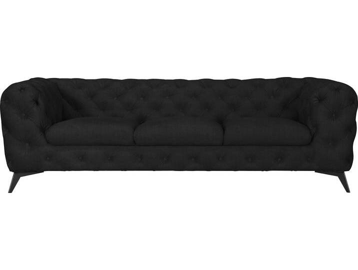 Chesterfield-Sofa LEONIQUE Glynis , grau (charcoal), B:243cm H:75cm T:99cm, Struktur (100% Polyester);Samtoptik (100% Polyester), Sofas, aufwändige Knopfheftung, moderne Chesterfield Optik, Fußfarbe wählbar von BAUR