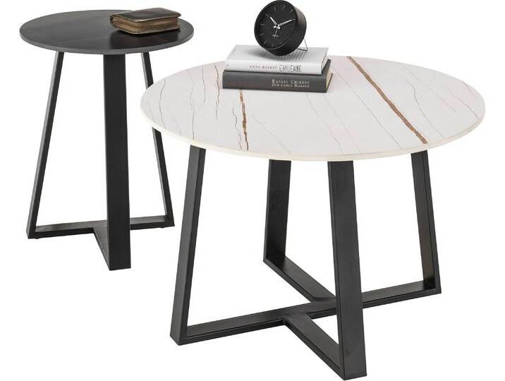 Couchtisch STOLKOM Jason , schwarz (schwarz, weiß, schwarz, schwarz, weiß), H:50cm, Tische, 2-er Set Keramik weiß und schwarz von BAUR