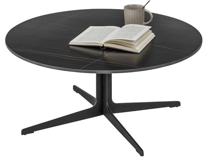 Couchtisch STOLKOM LENA , schwarz (schwarz, 1 stück höhe 35 cm, durchm. 80 cm), Tische, rund Keramik Schwarz, Tisch mit Gestell in schwarz von BAUR
