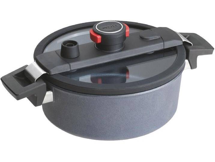 Dampfgartopf WOLL MADE IN GERMANY Active-Lite , grau (anthrazit), H:9cm Ø:24cm, Töpfe, Dampfkochtopf, incl. Activde Lite Deckel, Induktion, Made in Germany von BAUR