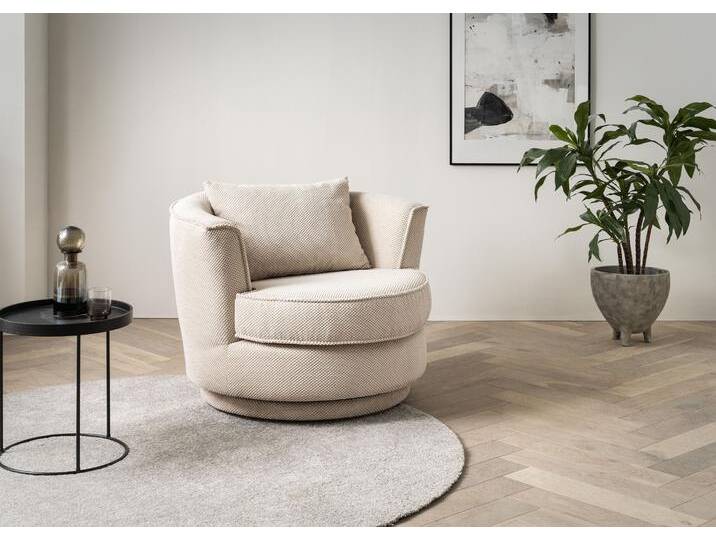 Drehsessel LEONIQUE MAISIE, Lese-Sessel, Love Seat , beige (hellbeige), B:95cm H:77cm T:95cm, Sessel, trendige Stoffe MEGA CORD und Web-Velours, 360 Grad drehbar von BAUR
