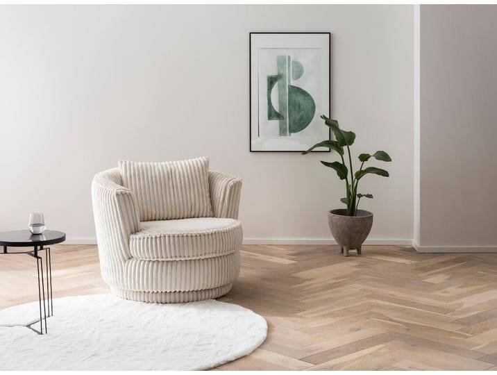 Drehsessel LEONIQUE MAISIE, Lese-Sessel, Love Seat , beige (hellbeige), B:95cm H:77cm T:95cm, Sessel, trendige Stoffe MEGA CORD und Web-Velours, 360 Grad drehbar von BAUR