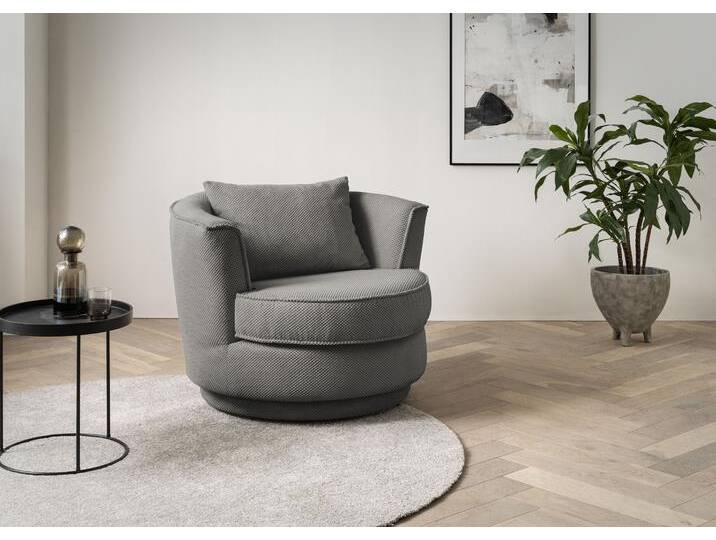 Drehsessel LEONIQUE MAISIE, Lese-Sessel, Love Seat , grau (mittelgrau), B:95cm H:77cm T:95cm, Sessel, trendige Stoffe MEGA CORD und Web-Velours, 360 Grad drehbar von BAUR