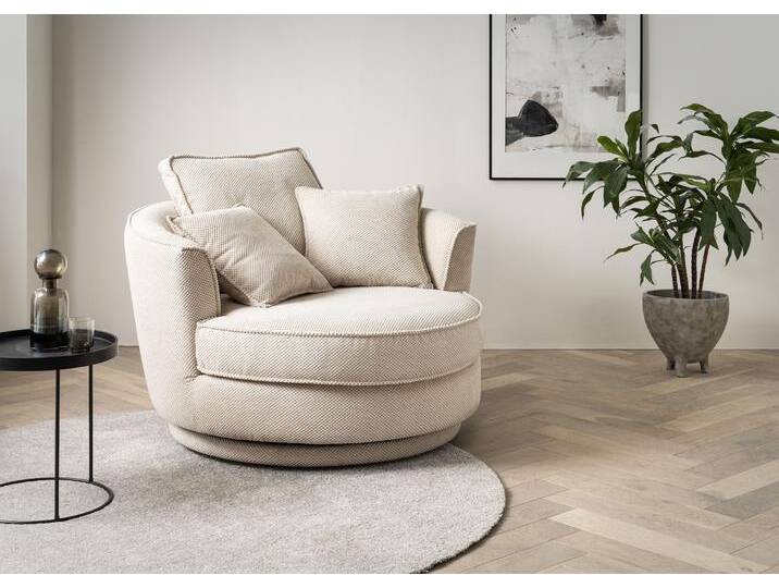 Drehsessel LEONIQUE MAISIE, Love Seat XXL, Lese-Sessel BIG- , beige (hellbeige), B:120cm H:86cm T:120cm, Sessel, Sessel in MEGA CORD u. Web-Velours, 360 Grad drehbar von BAUR