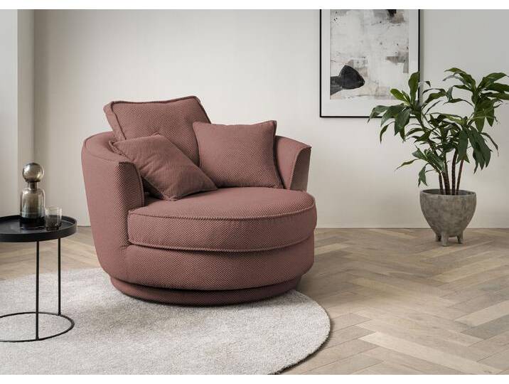 Drehsessel LEONIQUE MAISIE, Love Seat XXL, Lese-Sessel BIG- , rosa (altrosa), B:120cm H:86cm T:120cm, Sessel, Sessel in MEGA CORD u. Web-Velours, 360 Grad drehbar von BAUR