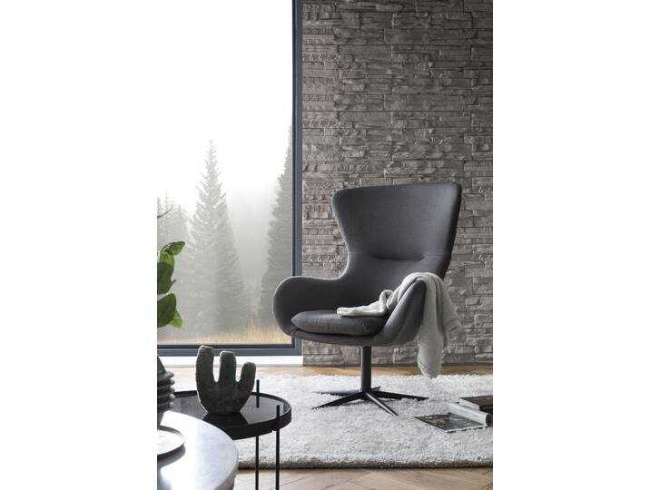 Drehsessel SALESFEVER Helsinki Komfortabler Sessel fürs Büro , grau (dunkelgrau, schwarz), B:78cm H:99cm T:82cm, Textil (100% Polyester), Metall, Sessel, Entspannung trifft Design: Moderner Relaxsessel von BAUR