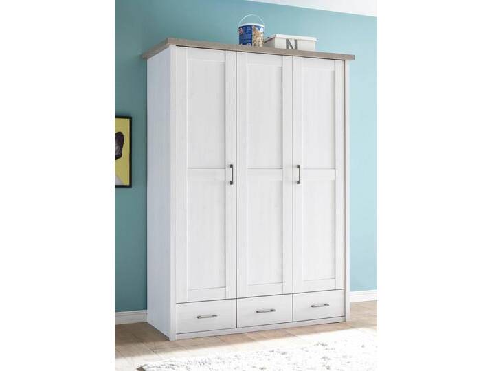 Drehtürenschrank BEGABINO Luca , weiß (pinie weiß, trüffel), B:148cm H:201cm T:62cm, Spanplatte, Schränke, in 2 Breiten von BAUR