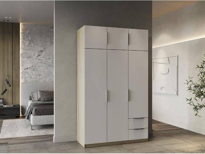 Drehtürenschrank DEMEYERE GROUP Ghost , weiß (kronberg eich, matt weiß), B:119,4cm H:203cm T:49,6cm, Spanplatte, Schränke, viel Stauraum, mit Innenaustattung von BAUR