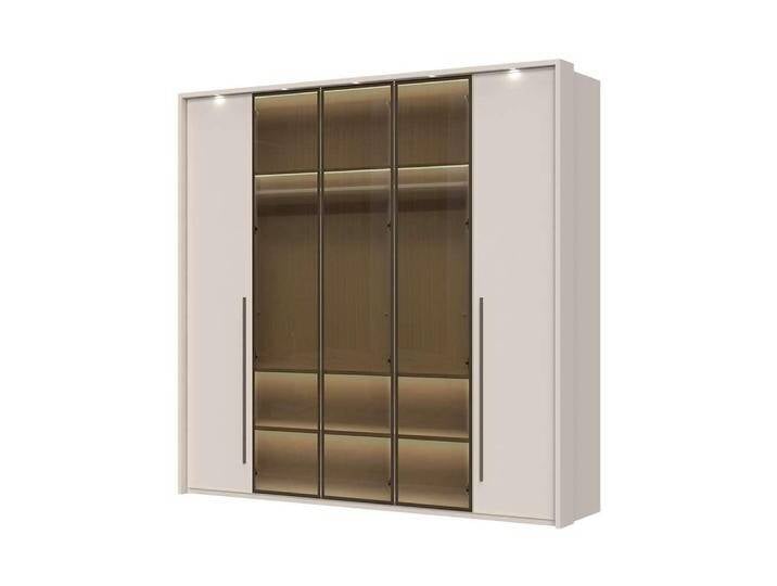 Drehtürenschrank PLACES OF STYLE Opera Parsol-Glastüren, LED-Innenbeleuchtung, mit und ohne Kranz , cashmere, B:232cm H:226cm T:60cm, FSC-zertifizierter Holzwerkstoff, MDF, Schränke, Glastüren, UV-Lack, LED-Innenbeleuchtung, Soft-Close-Funktion von BAUR
