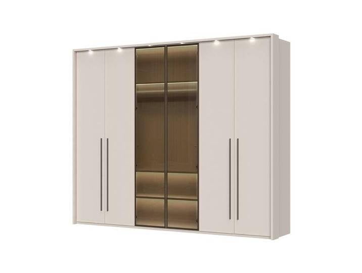 Drehtürenschrank PLACES OF STYLE Opera Parsol-Glastüren, LED-Innenbeleuchtung, mit und ohne Kranz , cashmere, B:277cm H:226cm T:60cm, FSC-zertifizierter Holzwerkstoff, MDF, Schränke, Glastüren, UV-Lack, LED-Innenbeleuchtung, Soft-Close-Funktion von BAUR