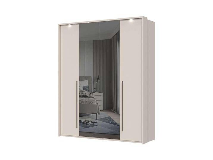 Drehtürenschrank PLACES OF STYLE Opera mit oder ohne Kranz inkl. LED-Beleuchtung, B: 92,137 oder 182 cm , beige (cashmere), B:187cm H:226cm T:60cm, MDF, FSC-zertifizierter Holzwerkstoff, Schränke, UV lackiert, Soft Close Funktion, Höhenverstellbare Füße von BAUR