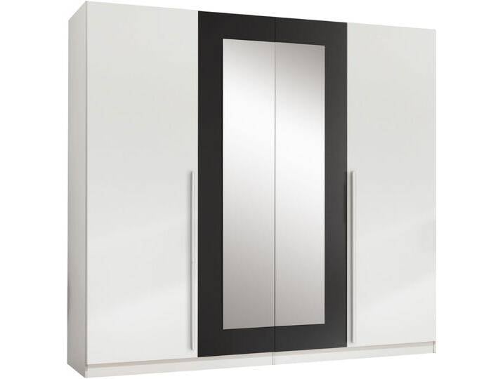 Drehtürenschrank SCHLAFKONTOR Cano Kleiderschrank, Drehtürenschrank , weiß (weiß, graphit, spiegel), B:228cm H:213cm T:62cm, Melamin, Schränke, Spiegeltüren von BAUR