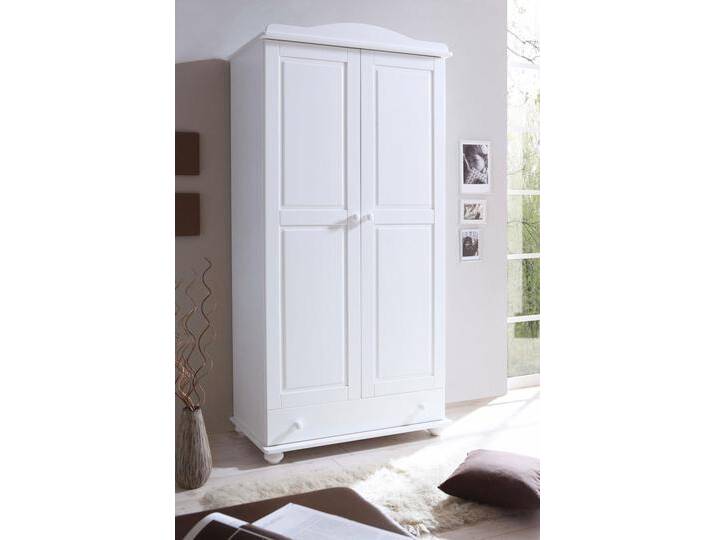Drehtürenschrank TICAA Adam , weiß (kiefer massiv weiß gewachst), B:96cm H:195cm T:54cm, Massivholz, Schränke von BAUR
