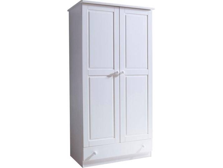 Drehtürenschrank TICAA Moritz , weiß (kiefer massiv weiß gewachst), B:96cm H:187cm T:54cm, Massivholz, Schränke von BAUR