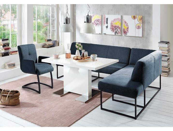 Eckbank EXXPO - SOFA FASHION Affogato, bequem und elegant, hochwertige Detailverarbeitung , blau (navy), B:157cm H:82cm T:245cm, Struktur: Webvelour 100% Polyester, Sitzbänke, Frei im Raum stellbar von BAUR