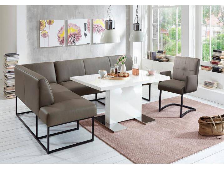 Eckbank EXXPO - SOFA FASHION Affogato, bequem und elegant, hochwertige Detailverarbeitung , grau (delfin), B:157cm H:82cm T:245cm, Sitzbänke, Frei im Raum stellbar von BAUR