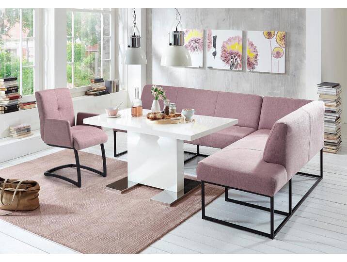 Eckbank EXXPO - SOFA FASHION Affogato, bequem und elegant, hochwertige Detailverarbeitung , lila (flieder), B:157cm H:82cm T:245cm, Struktur: Webvelour 100% Polyester, Sitzbänke, Frei im Raum stellbar von BAUR