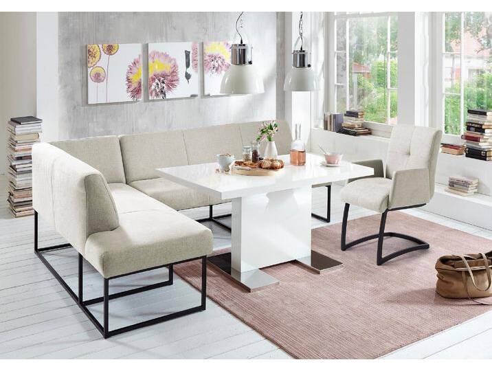 Eckbank EXXPO - SOFA FASHION Affogato, bequem und elegant, hochwertige Detailverarbeitung , silber, B:157cm H:82cm T:245cm, Struktur: Webvelour 100% Polyester, Sitzbänke, Frei im Raum stellbar von BAUR