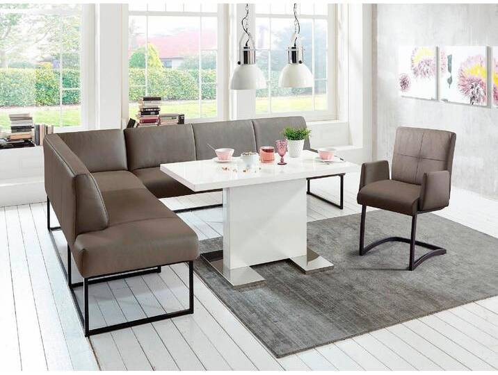 Eckbank EXXPO - SOFA FASHION Affogato, hoher Sitzkomfort, bequem , grau (delfin), B:197cm H:82cm T:265cm, Struktur: Webvelour 100% Polyester, Sitzbänke, Frei im Raum stellbar von BAUR