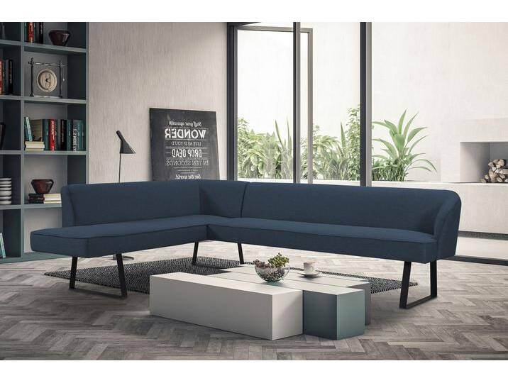 Eckbank EXXPO - SOFA FASHION Americano , blau (denim), B:270cm H:83cm T:197cm, Sitzbänke, mit Keder und Metallfüßen, Bezug in verschiedenen Qualitäten, Topseller von BAUR