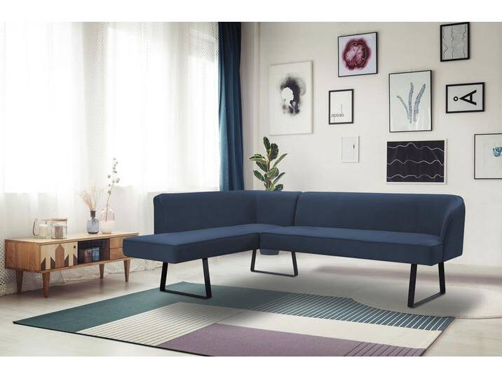 Eckbank EXXPO - SOFA FASHION Americano , blau (navy), B:249cm H:83cm T:157cm, Sitzbänke, mit Keder und Metallfüßen, Bezug in verschiedenen Qualitäten von BAUR