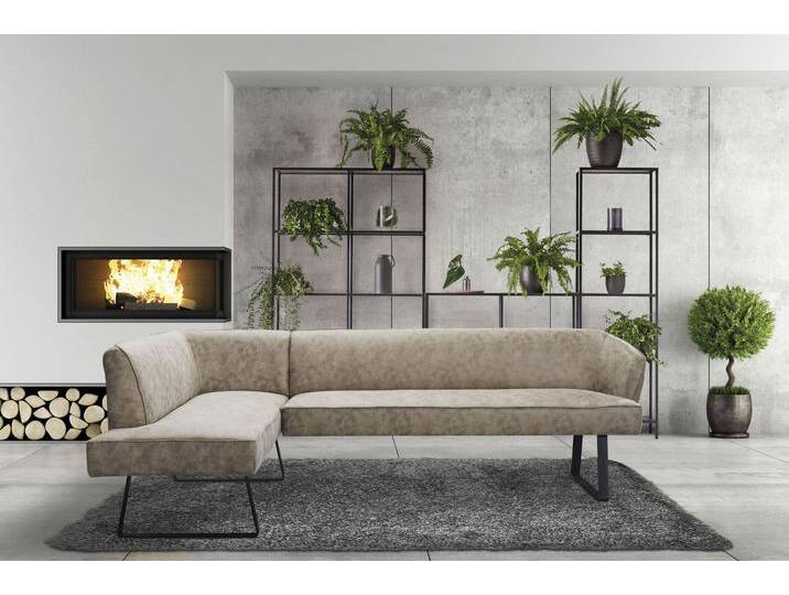 Eckbank EXXPO - SOFA FASHION Americano , braun (cappuccino), B:270cm H:83cm T:197cm, Sitzbänke, mit Keder und Metallfüßen, Bezug in verschiedenen Qualitäten von BAUR