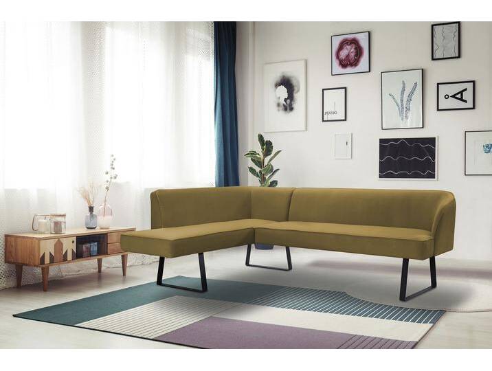 Eckbank EXXPO - SOFA FASHION Americano , gelb (mustard), B:249cm H:83cm T:157cm, Sitzbänke, mit Keder und Metallfüßen, Bezug in verschiedenen Qualitäten von BAUR