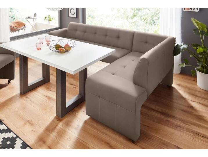 Eckbank EXXPO - SOFA FASHION Barista , grau (argent), B:197cm H:82cm T:265cm, Microfaser (Zusammensetzung: 100% Polyester);Lederfaserstoff (Grundgewebe 41% Lederfaser, 39% Polyester, 20% Baumwolle), Sitzbänke, Frei im Raum stellbar von BAUR