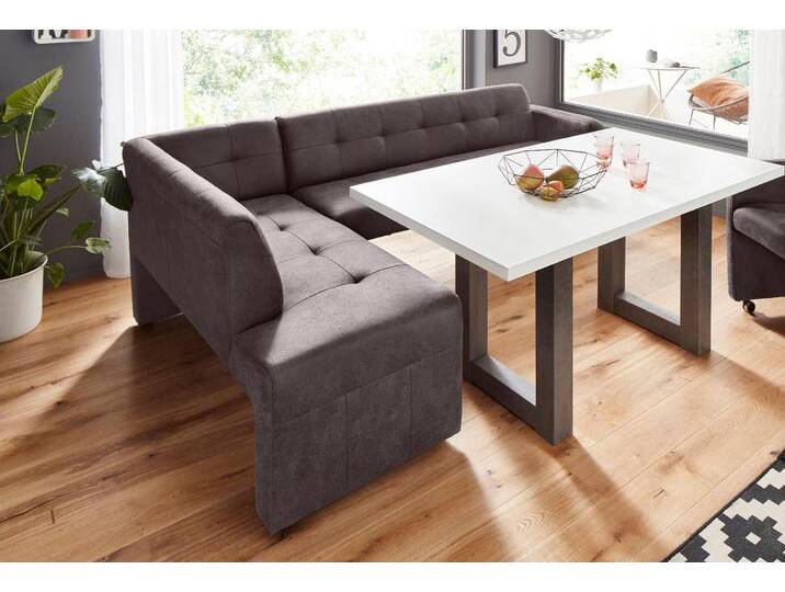 Eckbank EXXPO - SOFA FASHION Barista mit toller Detailverarbeitung, hohe Bodenfreiheit , braun (schwarz braun), B:157cm H:82cm T:245cm, Microfaser (Zusammensetzung: 100% Polyester);Lederfaserstoff (Grundgewebe 41% Lederfaser, 39% Polyester, 20% Baumwolle), Sitzbänke, Komfortsitzhöhe 49cm, Frei im Raum stellbar von BAUR