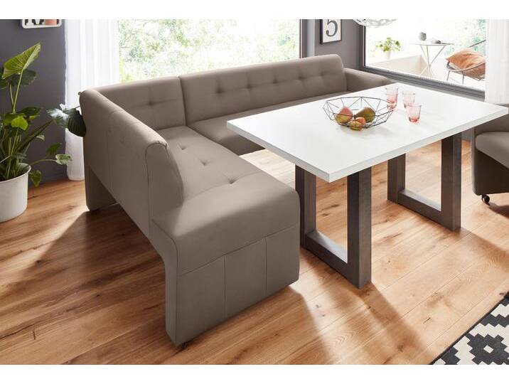 Eckbank EXXPO - SOFA FASHION Barista mit toller Detailverarbeitung, hohe Bodenfreiheit , grau (argent), B:157cm H:82cm T:245cm, Microfaser (Zusammensetzung: 100% Polyester), Lederfaserstoff (Grundgewebe 41% Lederfaser, 39% Polyester, 20% Baumwolle), Sitzbänke, Komfortsitzhöhe 49cm, Frei im Raum stellbar von BAUR