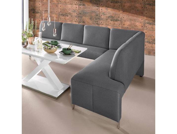 Eckbank EXXPO - SOFA FASHION Intenso, modern, wahlweise in Leder oder Textil, 264/197 cm (B/T) , grau (anthrazit), B:264cm H:91cm T:197cm, NaturLeder, Strukturstoff (Zusammensetzung: Polyester 100%), Luxus-Microfaser (Zusammensetzung: Aufgeflockte 100% Polyester Schicht mit Prägung), Cord (Zusammensetzung: Polyester 100%), Sitzbänke, hohe Bodenfreiheit, frei im Raum stellbar, hoher Sitzkomfort von BAUR