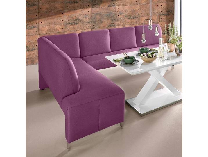 Eckbank EXXPO - SOFA FASHION Intenso, modern, wahlweise in Leder oder Textil, 264/197 cm (B/T) , pink (fuchsia), B:264cm H:91cm T:197cm, NaturLeder, Strukturstoff (Zusammensetzung: Polyester 100%), Luxus-Microfaser (Zusammensetzung: Aufgeflockte 100% Polyester Schicht mit Prägung), Cord (Zusammensetzung: Polyester 100%), Sitzbänke, hohe Bodenfreiheit, frei im Raum stellbar, hoher Sitzkomfort von BAUR