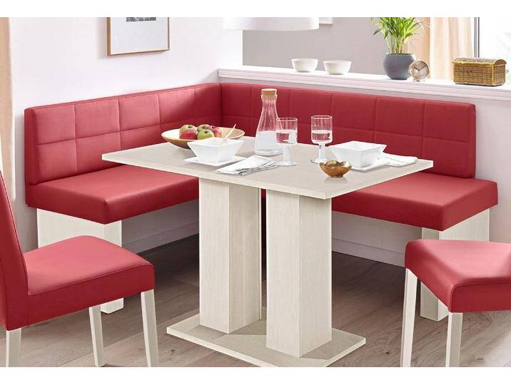 Eckbank MASSIVLINE & MORE Anna 2 , rot (rot, holzwerkstoff mit farbe weiß), B:130cm H:83cm T:169cm, Holzwerkstoff, Kunstleder, Spanplatte, Sitzbänke, Breite 169 cm von BAUR