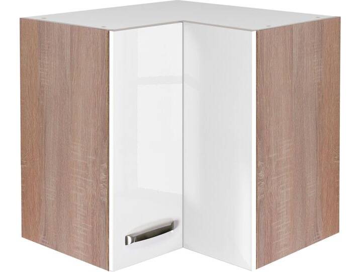 Eckhängeschrank FLEX-WELL Florenz , weiß (hochglanz weiß, sonoma eiche), B:60cm H:54cm T:32cm, Holzwerkstoff, Schränke, (B x H x T) 60 x 54,8 x 32 cm von BAUR