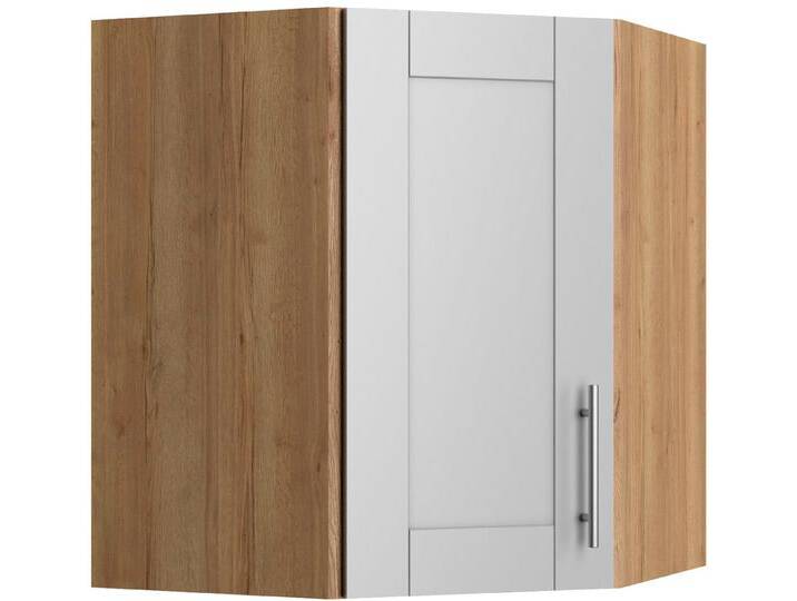 Eckhängeschrank KOCHSTATION KS-Ahus , grau (hellgrau matt, wildeiche nachbildung), B:60cm H:70,4cm T:34,9cm, Schränke, Eckhängeschrank, Breite 60 x 60 cm von BAUR