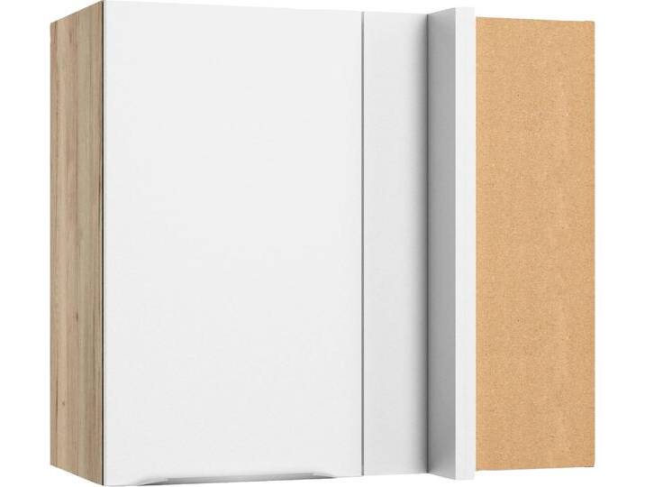 Eckhängeschrank KOCHSTATION KS-Aken , weiß (weiß, wildeiche nachbildung), B:85cm H:70,4cm T:34,6cm, Schränke, Eckhängeschrank von BAUR