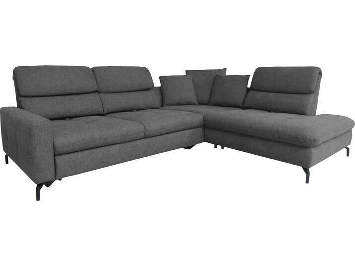 Ecksofa ALINA Louis , grau (dunkelgrau tcm 89), B:260cm H:127cm T:228cm, Struktur fein TCM (100% Polyester), Sofas, Breite 260 cm, Rückenlehnenverstellung, wahlweise mit Bettfunktion von BAUR