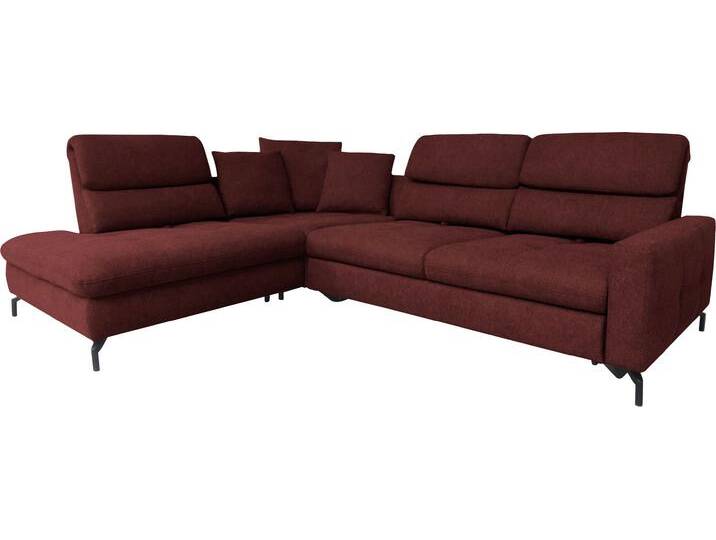 Ecksofa ALINA Louis , rot (bordeaux tcm 87), B:260cm H:127cm T:228cm, Struktur fein TCM (100% Polyester), Sofas, Breite 260 cm, Rückenlehnenverstellung, wahlweise mit Bettfunktion von BAUR