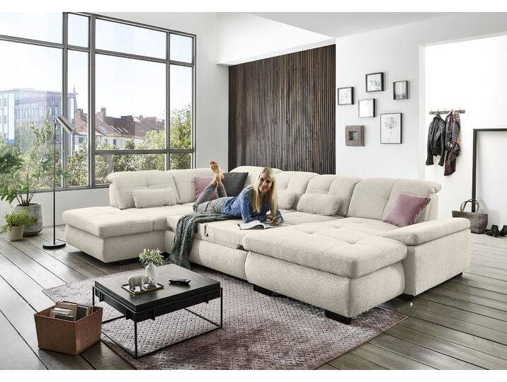 Ecksofa DIE PLANBAR MP-IN16012 L-Form, mit Kaltschaum-Polsterung , beige (natur), B:371cm H:85cm T:260cm, 85% Polyester;15% Nylon, Sofas, inkl. Sitztiefenverstellung wahlweise mit weiteren Funktionen von BAUR
