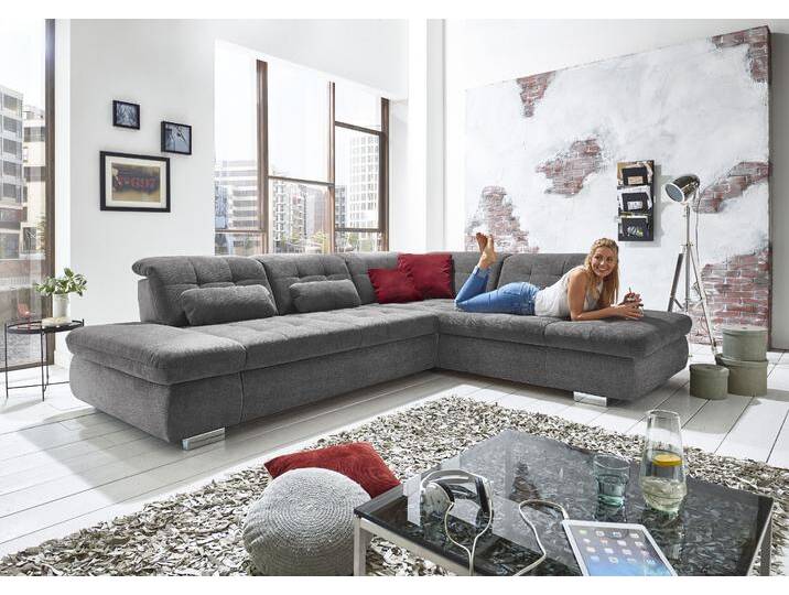 Ecksofa DIE PLANBAR MP-IN17004 L-Form , grau, B:323cm H:84cm T:124cm, 100% Polyester, Sofas, wahlweise mit Bettfunktion, Sitztiefen- und Kopfteilverstellung von BAUR