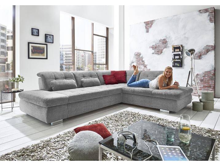 Ecksofa DIE PLANBAR MP-IN17004 L-Form , silber, B:323cm H:84cm T:124cm, 100% Polyester, Sofas, wahlweise mit Bettfunktion, Sitztiefen- und Kopfteilverstellung von BAUR