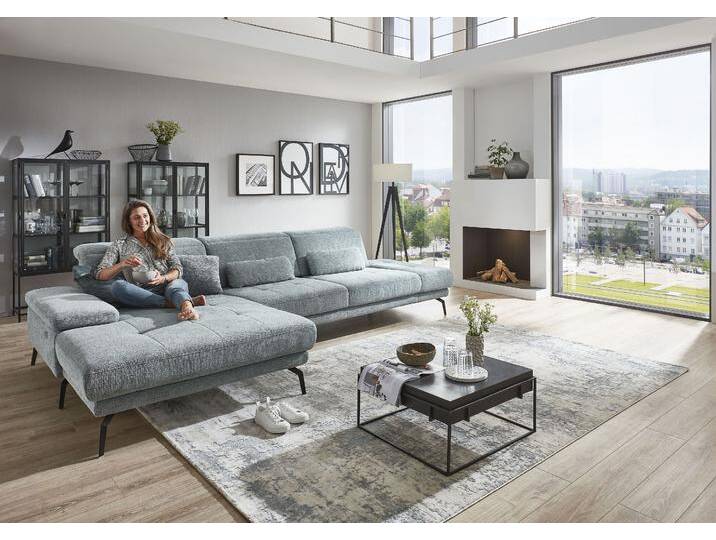 Ecksofa DIE PLANBAR MP-IN20126 L-Form mit Federkern-Polsterung , blau (ocean), B:328cm H:82cm T:190cm, 100% Polyester, Sofas, mit Kopfteilverstellung, optional Sitztiefen- & Armteilverstellung von BAUR