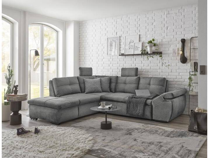 Ecksofa ED EXCITING DESIGN Alija L-Form , grau, B:265cm H:107cm T:217cm, 100% Polyester, Sofas, mit Bettfunktion, Bettkasten, Armteilverstellung & Kopfstützen Ecksofa ED EXCITING DESIGN Alija L-Form , grau, B:265cm H:107cm T:217cm, 100% Polyester, Sofas, mit Bettfunktion, Bettkasten, Armteilverstellung & Kopfstützen von BAUR